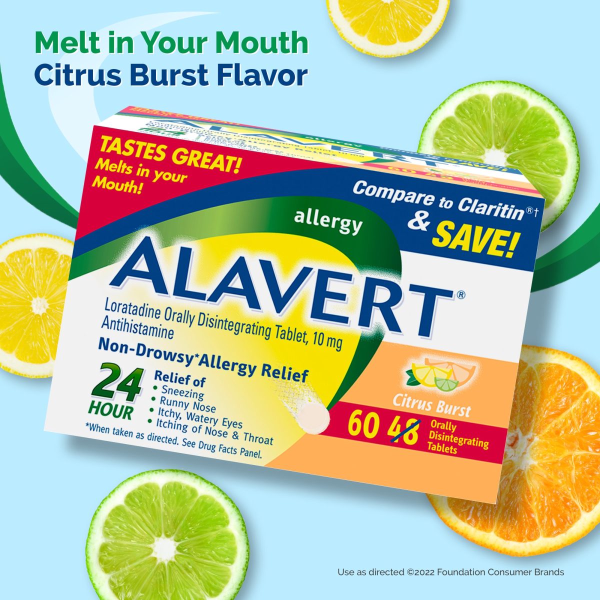 Alavert Allergy 24 Hour Relief, Citrus Burst Flavor, Orally ...