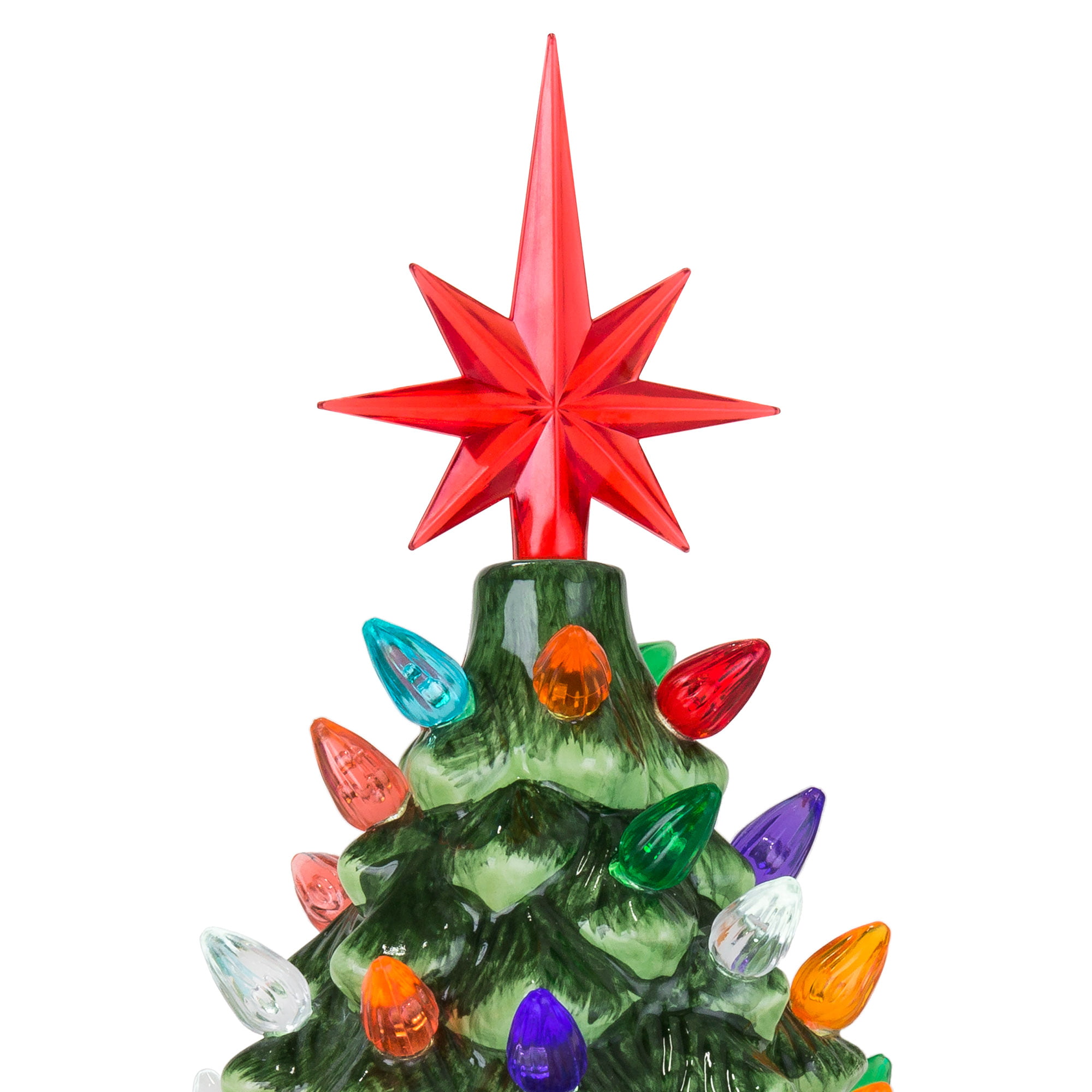 Best Choice Products Set of 3 Pre-Lit Hand-Painted Ceramic Tabletop  Christmas Trees w/ Multicolor Lights - Green