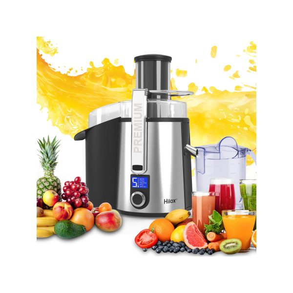 Centrifugal Juicer Machine – LCD Monitor 1100W Juice Maker Extractor, 5- Speed Juice Processor Fruit and Vegetable, 3 Feed Chute Stainless Steel  Power Juicer, Easy Clean, BPA Free (Silver) – The Market Depot