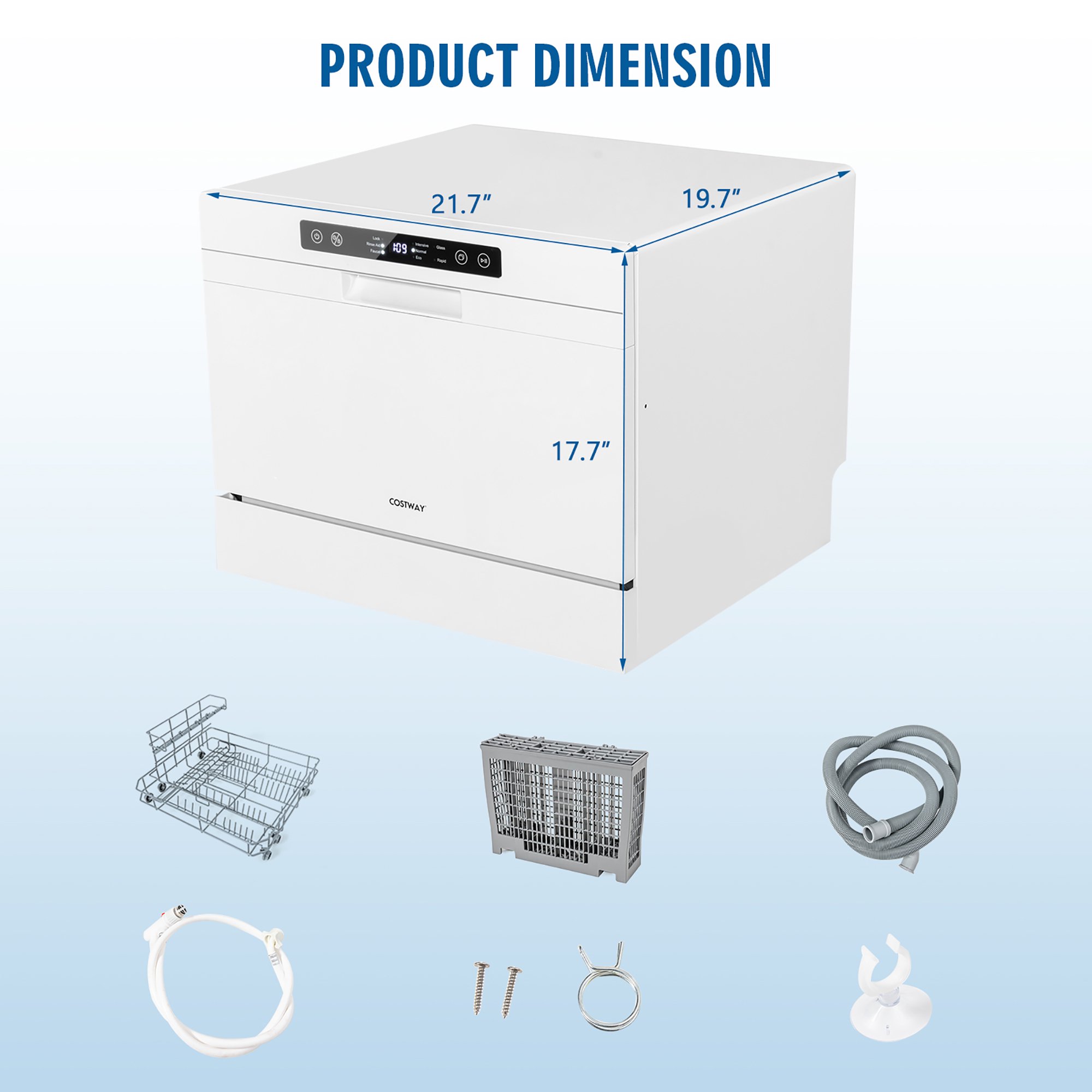 Costway Compact Countertop Dishwasher 6 Place Settings w/ 5 Washing  Programs & 24H Timer 