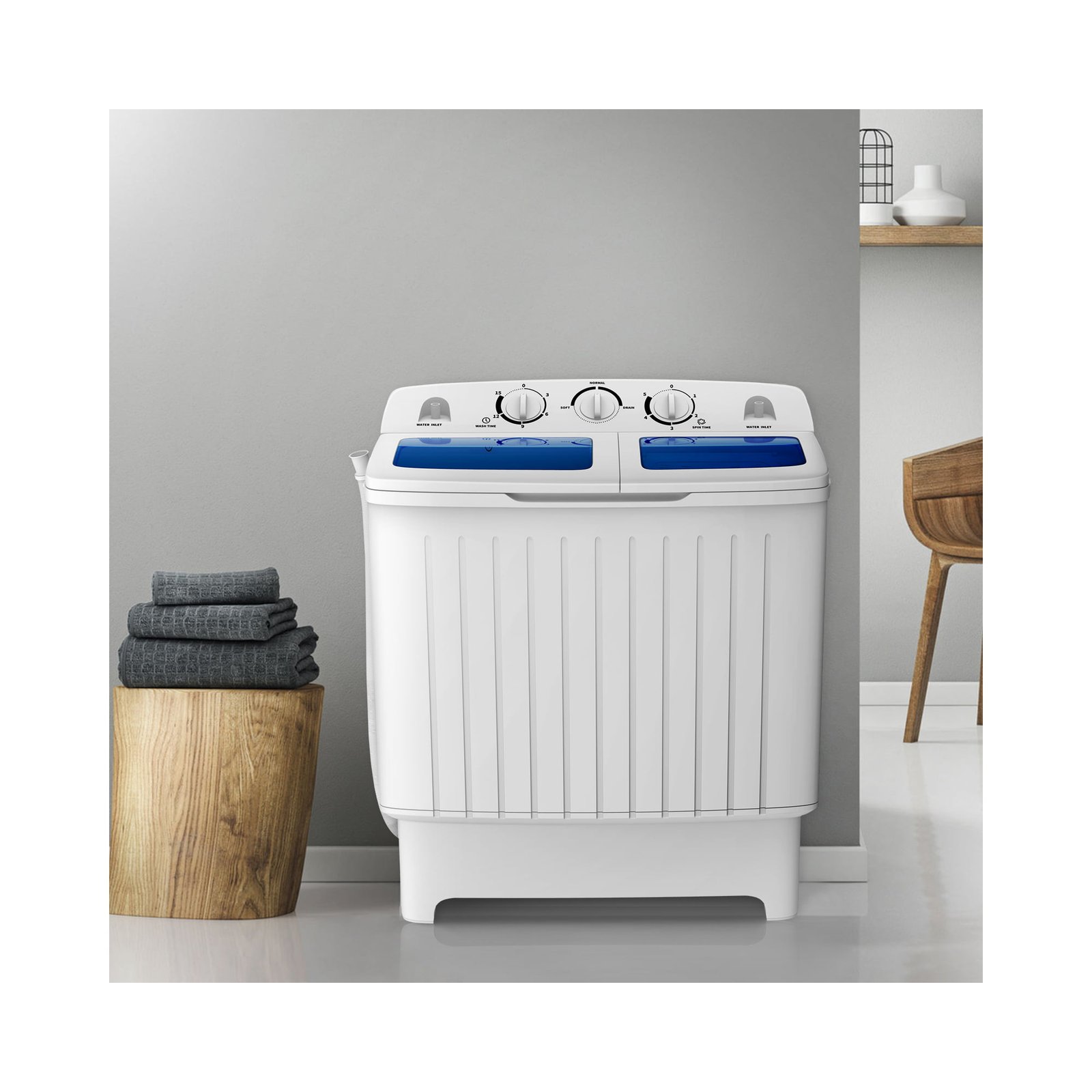 Costway Portable Mini Compact Twin Tub 17.6lb Washing Machine Washer Spin  Dryer – The Market Depot