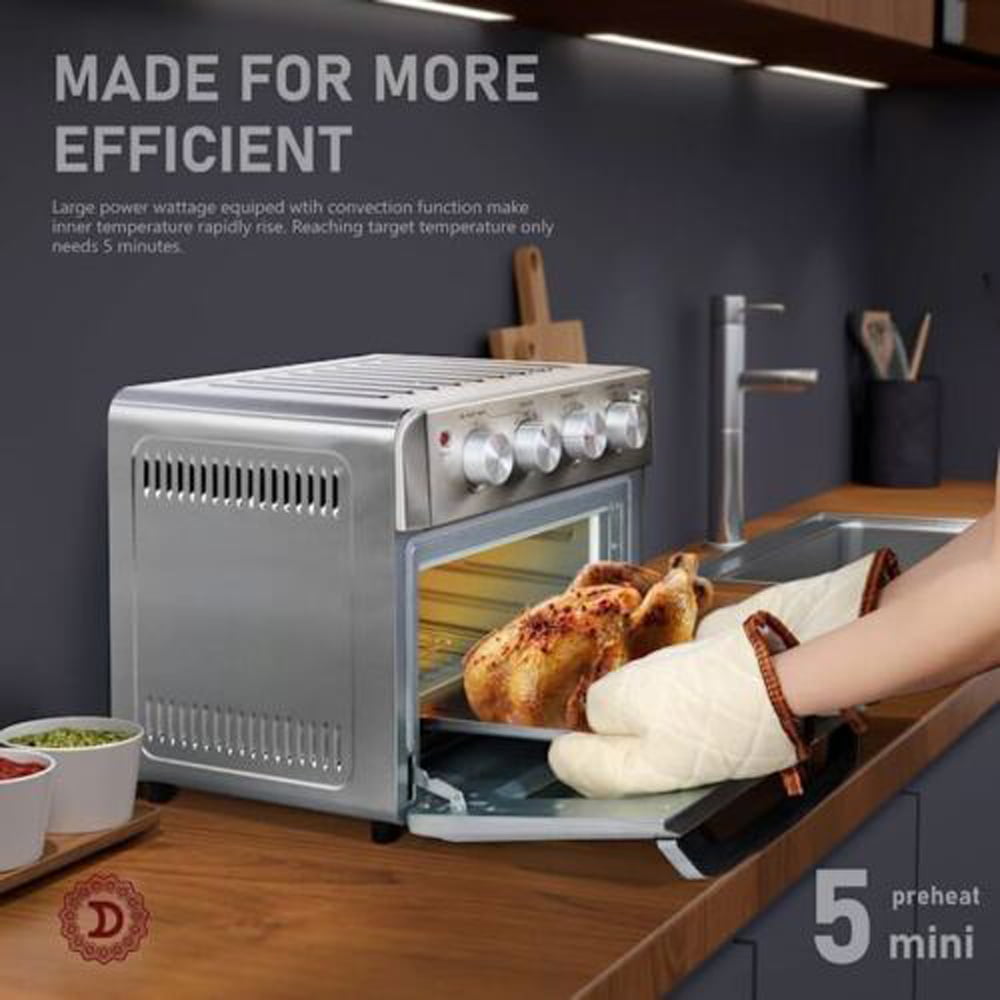 19 QT Toaster Oven Countertop, 7-in-1 1550W Convection Air Fryer with Timer,  Temperature Control, 5 Accessories in 2023