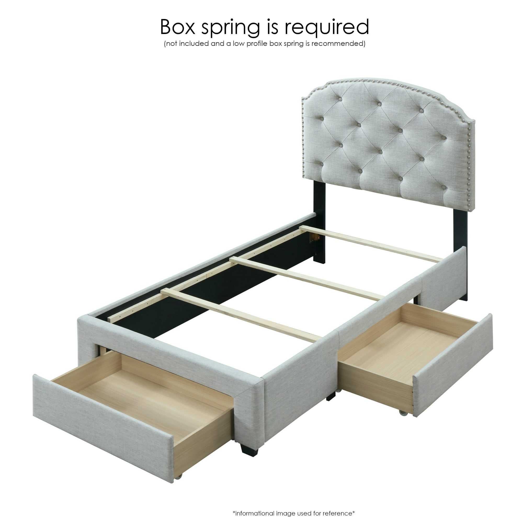 DG Casa Argo Tufted Upholstered Panel Bed Frame With Storage Drawers ...