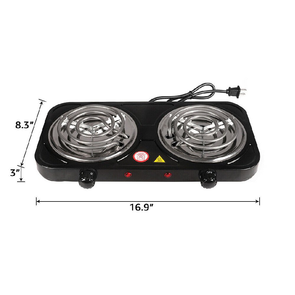 2000W Portable Electric Double Burner Hot Plate Cooktop Kitchen Cooking  Stove US