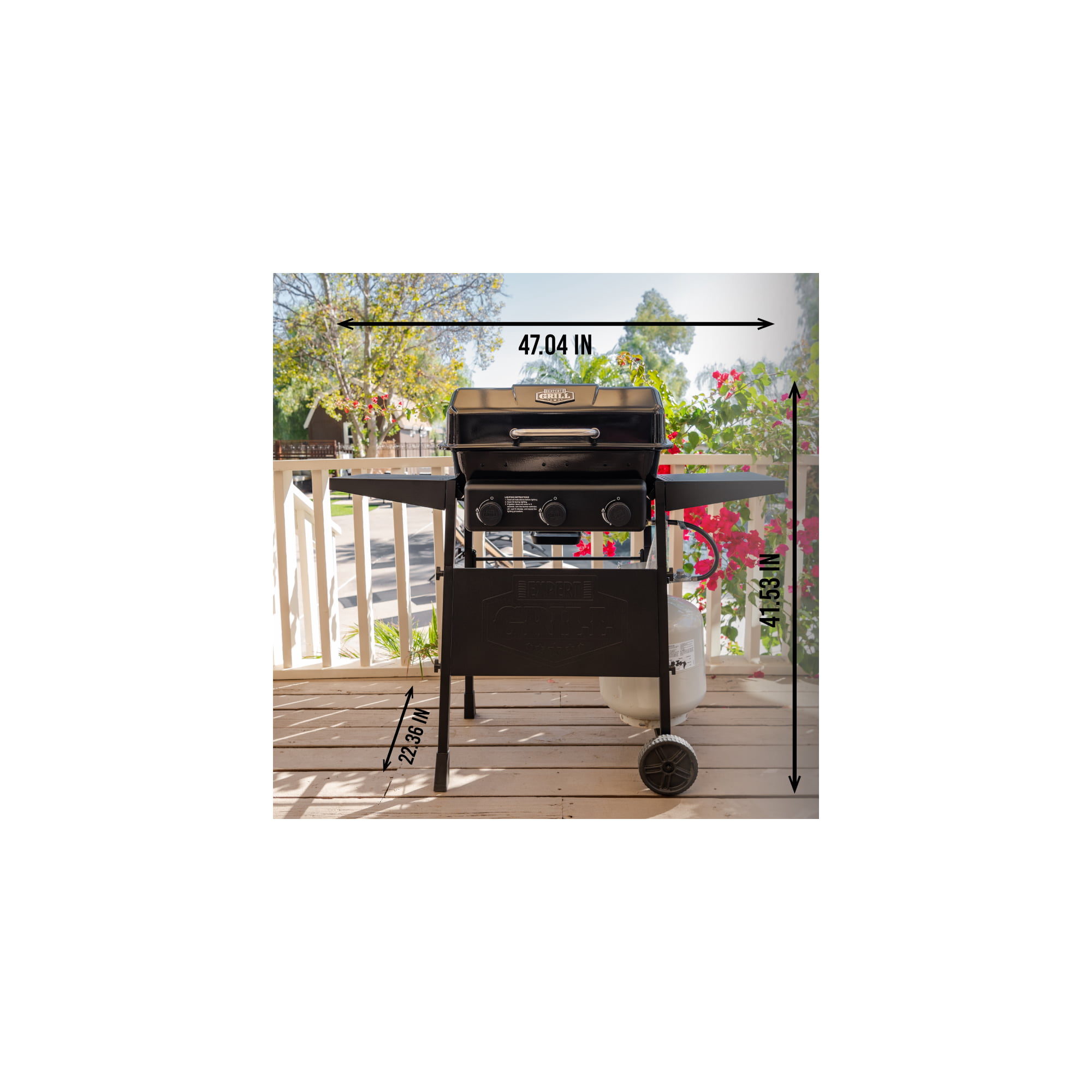 Expert Grill 3 Burner Propane Gas Grill, 27,000 BTU, 450 Sq. In. Total