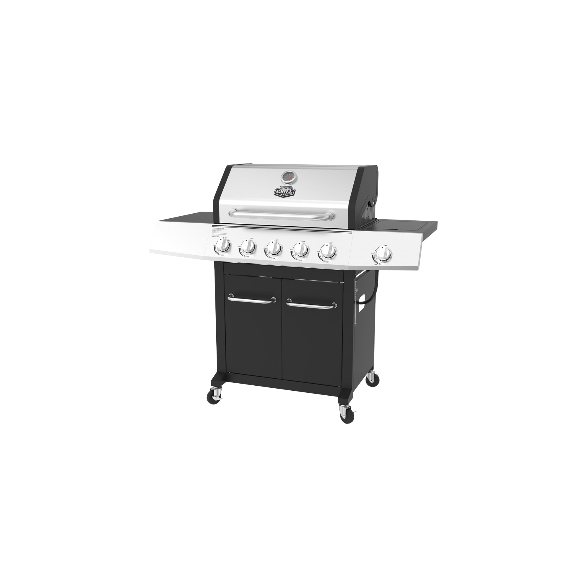 Expert Grill 5 Burner Combination Propane Gas Grill and Propane Griddle  Grill, Black