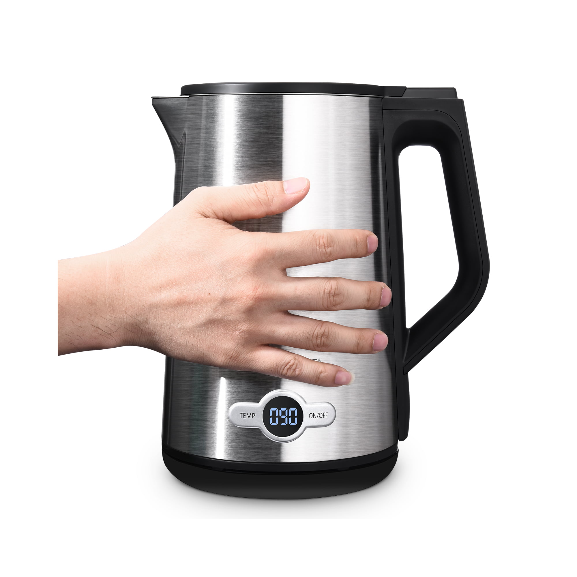 Farberware 1.7 Liter Electric Kettle, Double Wall Stainless Steel and Black