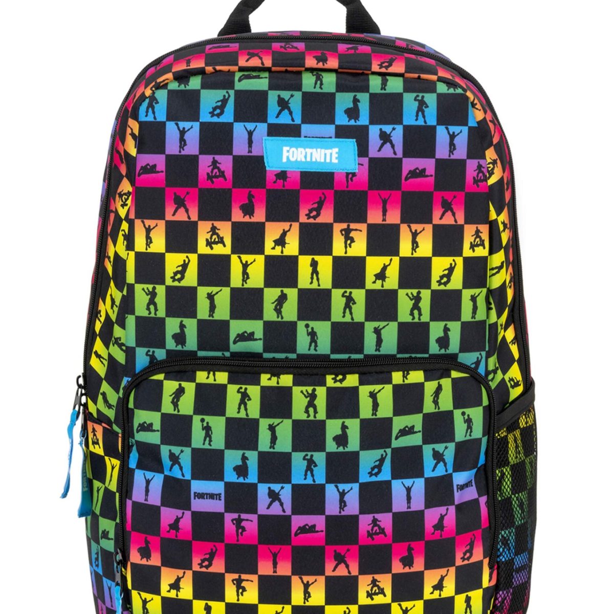 Fortnite Amplify Rainbow Checkered Backpack with Adjustable Straps