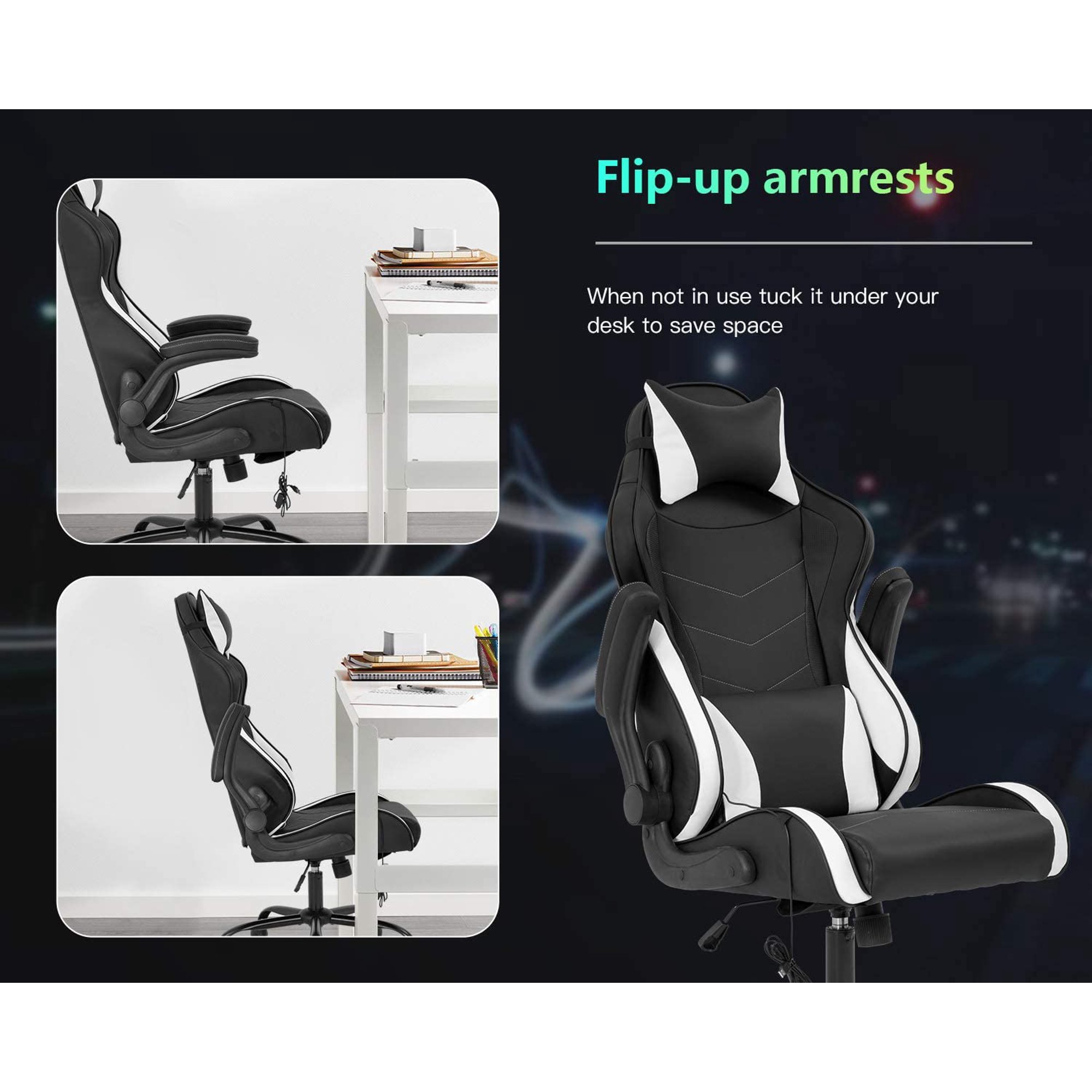 Office Chair Desk Chair Computer Chair with Lumbar Support Headrest Armrest  High Back Task Chair Rolling Swivel PU Leather Executive Ergonomic Massage