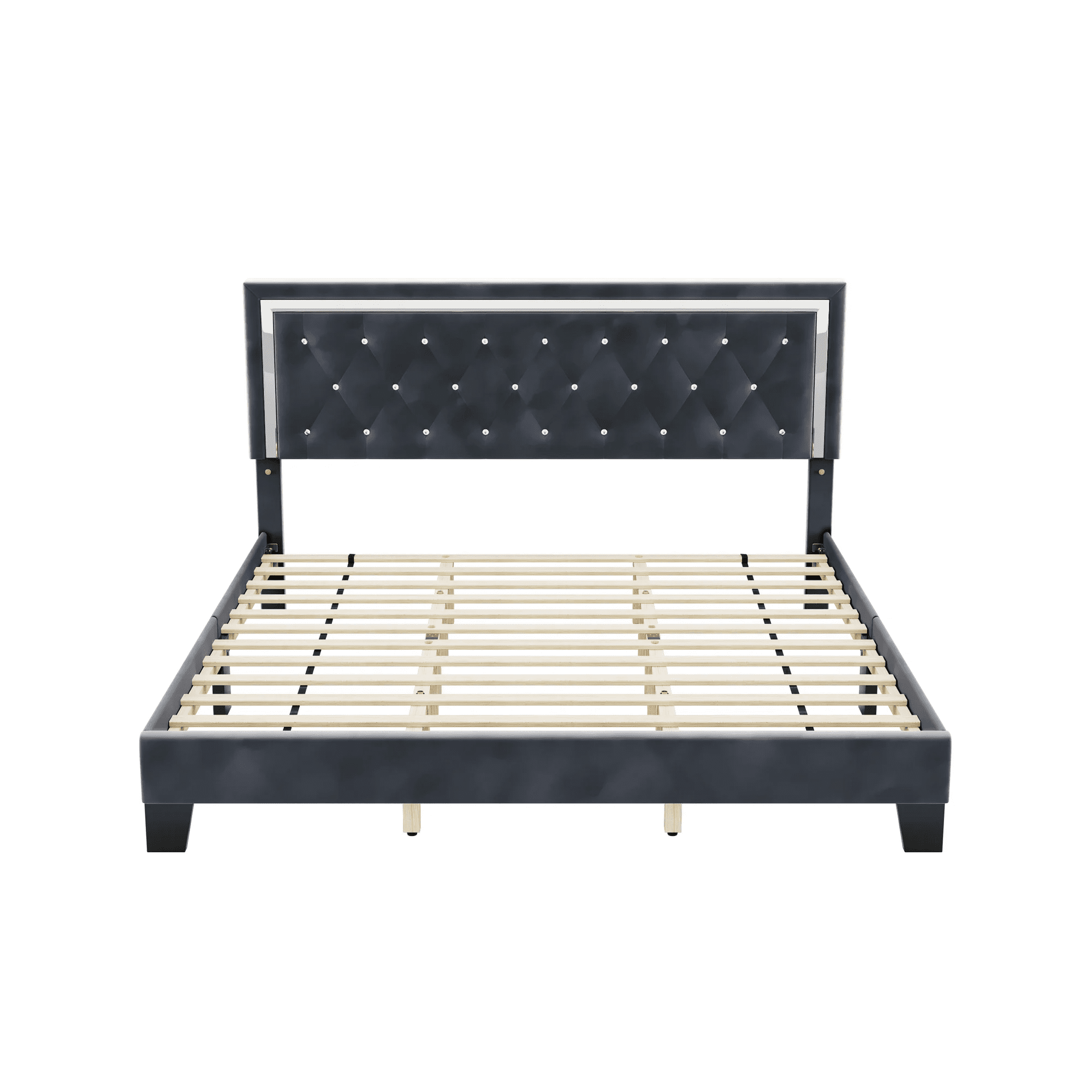 Homfa King Size Bed Frame with Adjustable Headboard, Diamond Tufted  Upholstered Platform Bed, Gray – The Market Depot