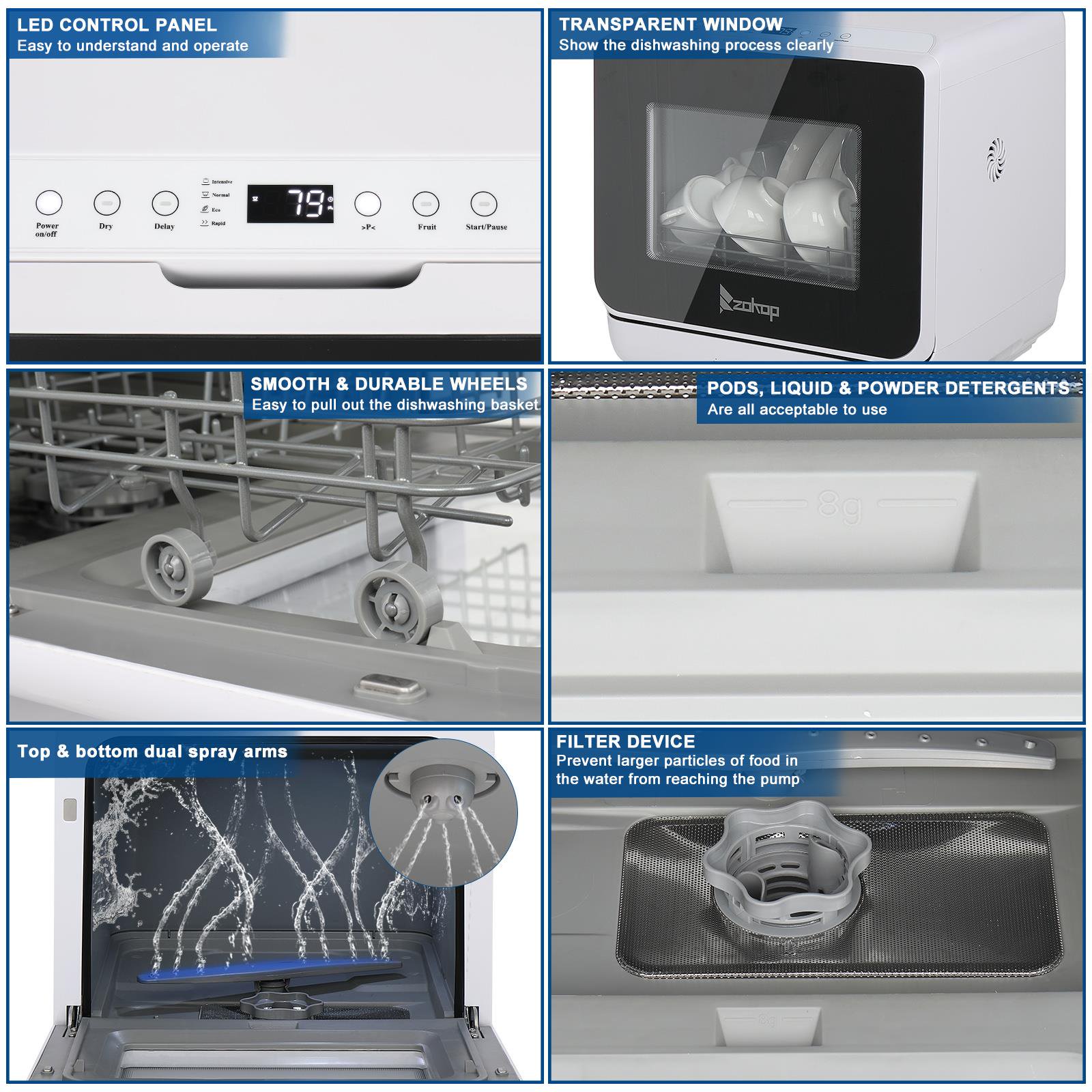 Ktaxon Portable Dishwasher, Mini Compact with 5 Washing Programs LED  Digital Display – The Market Depot