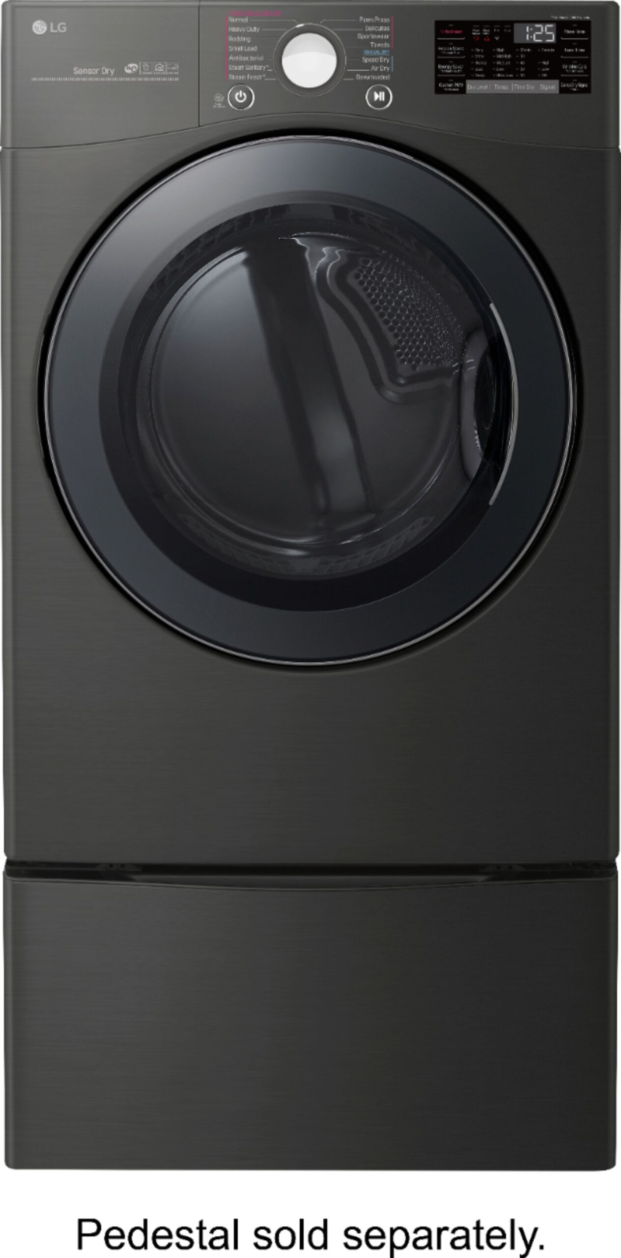 LG – 7.4 Cu. Ft. Stackable Smart Gas Dryer with Steam and Sensor Dry –  Black steel – The Market Depot