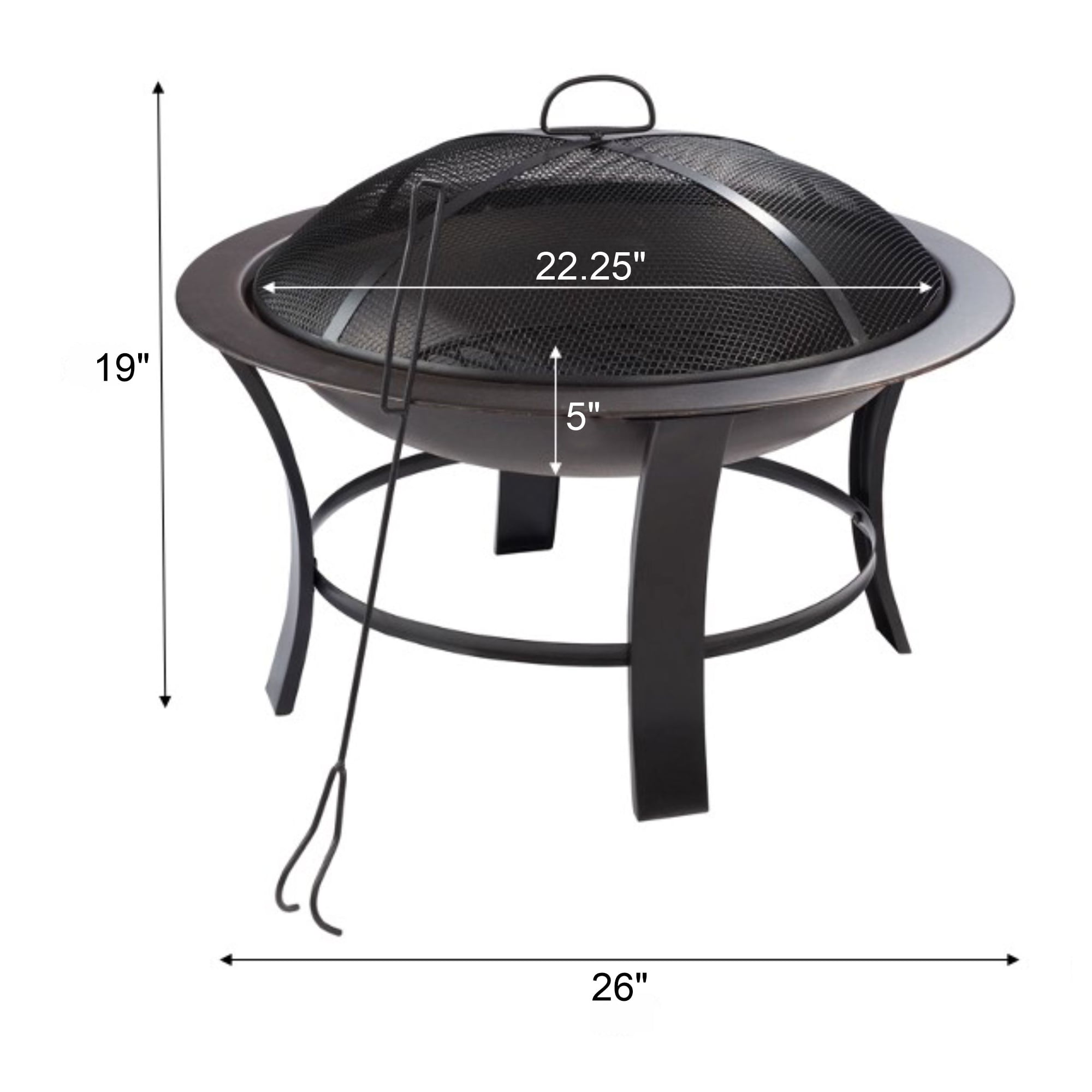 Mainstays 26″ Metal Round Outdoor Wood-Burning Fire Pit – The Market Depot