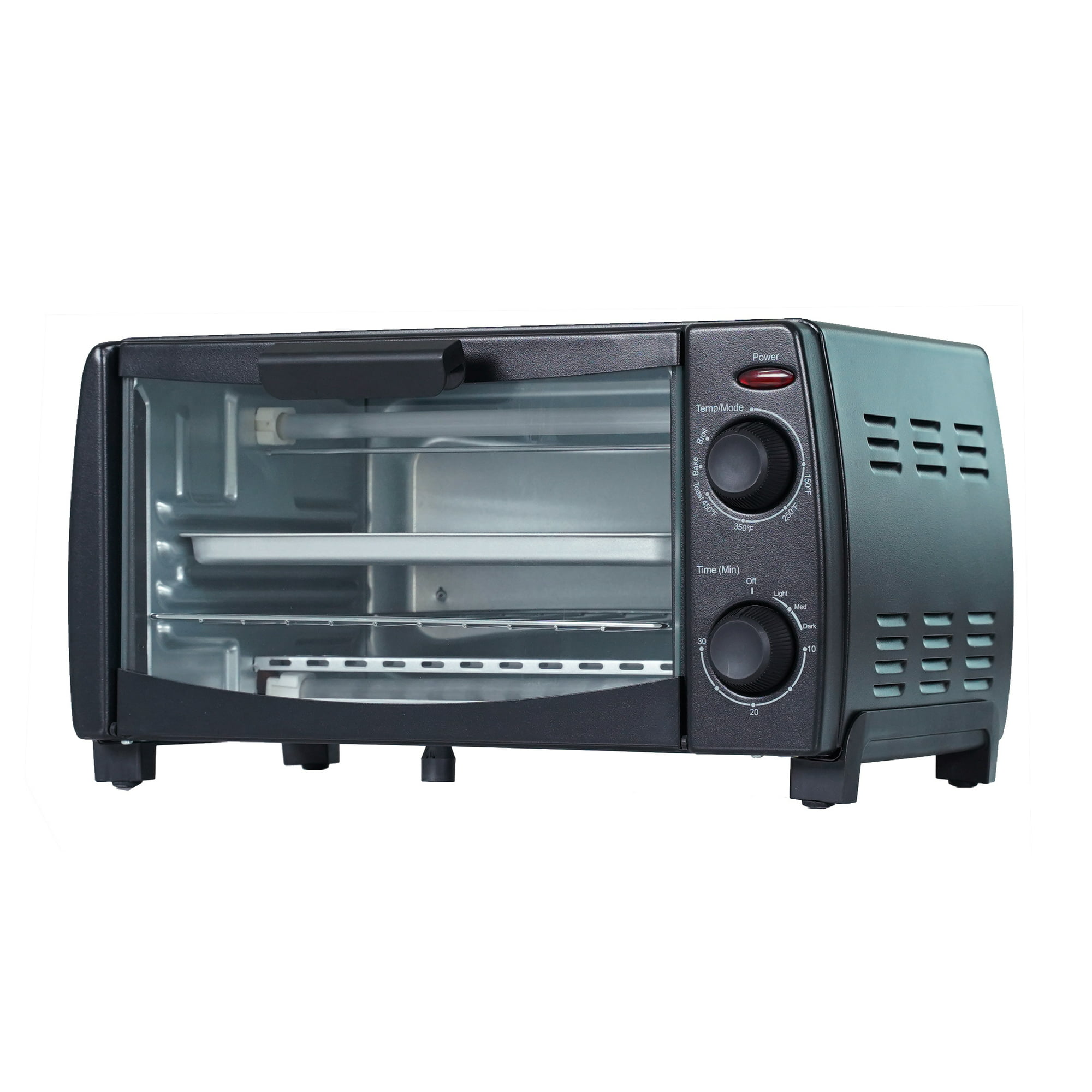 Mainstays 4 Slice Black Toaster Oven with Dishwasher-Safe Rack & Pan