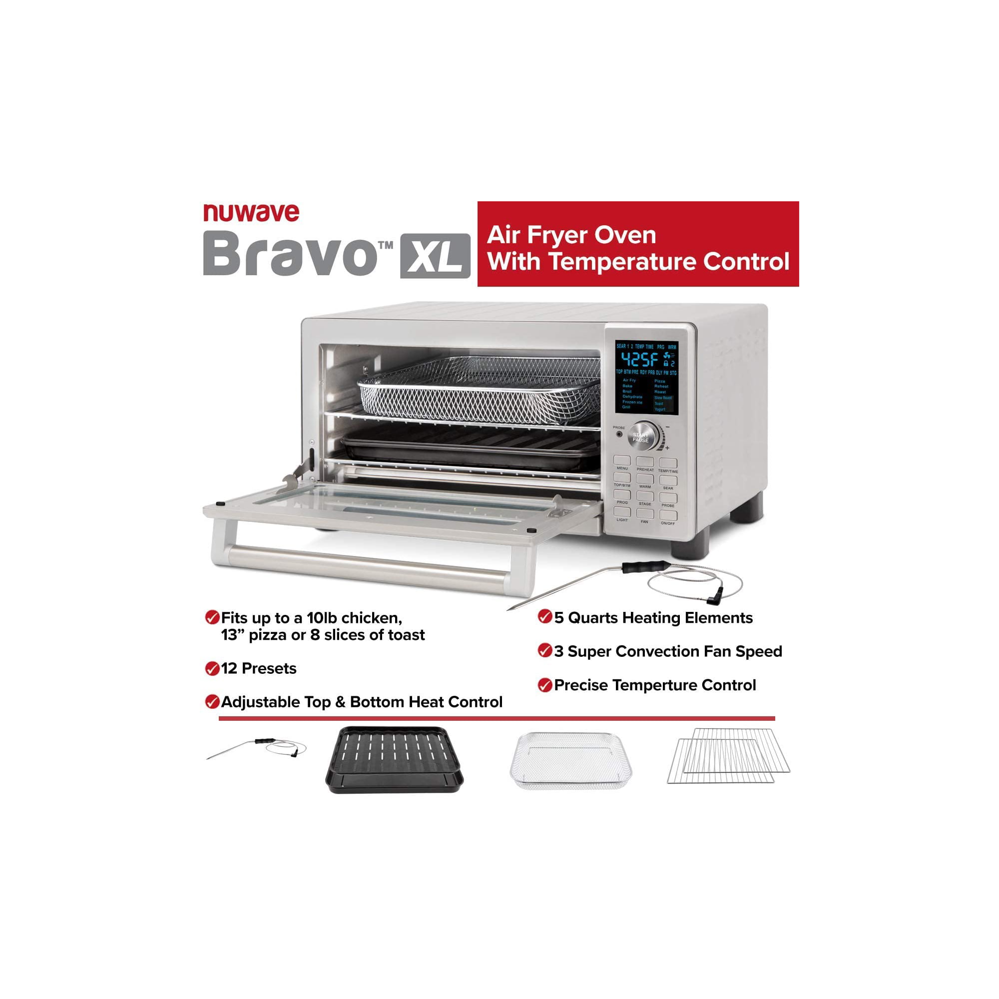 NuWave 20801 Bravo XL Air Fryer Toaster Oven Silver - Office Depot
