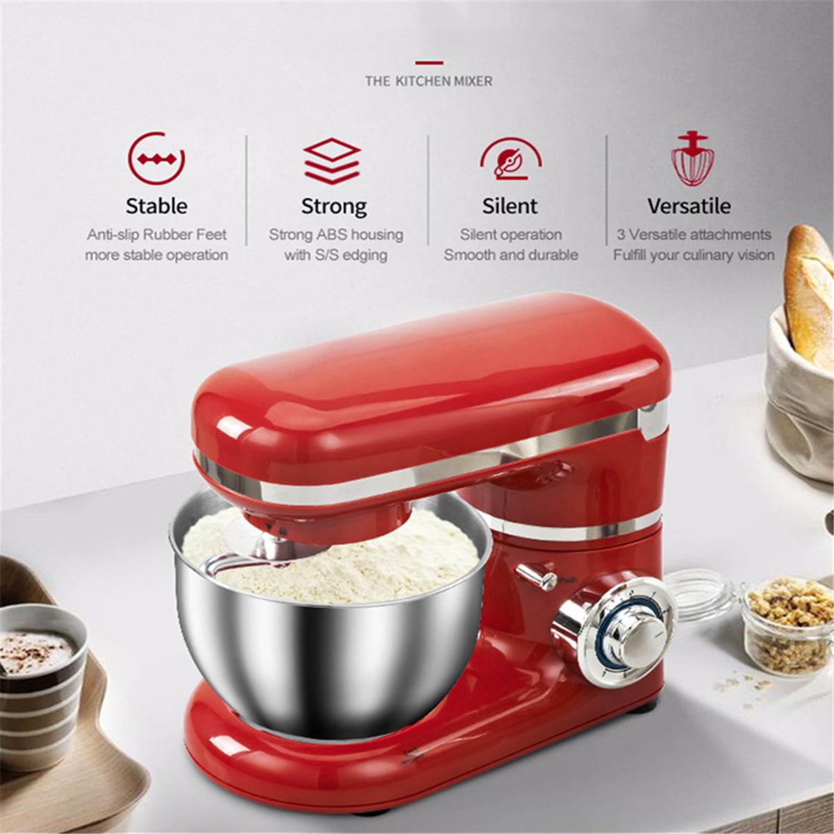 6-IN-1 Stand Mixer, 1200W LCD Display Kitchen Electric Mixer, 6.5