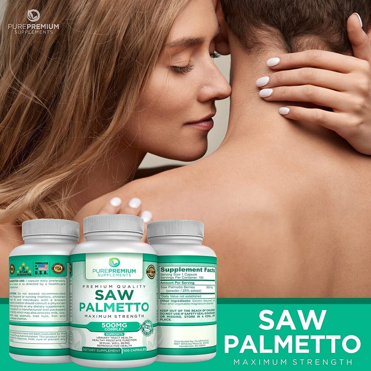 Saw Palmetto By Purepremium Supplements Maximum Strength Non Gmo 500mg 100 Capsules The 6180