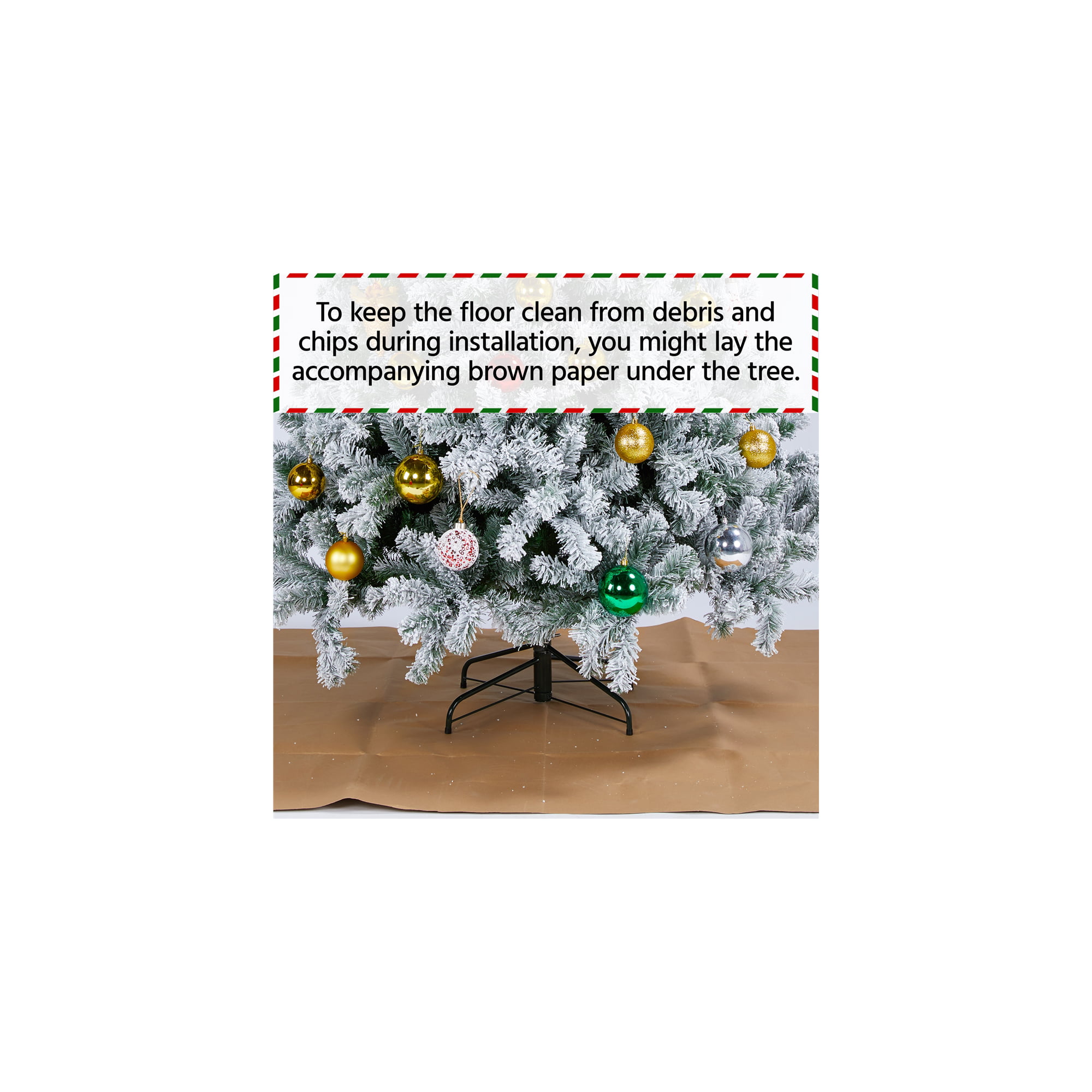 SmileMart 6 Ft Pre-lit Flocked Christmas Tree with Warm Lights, Frosted  White 