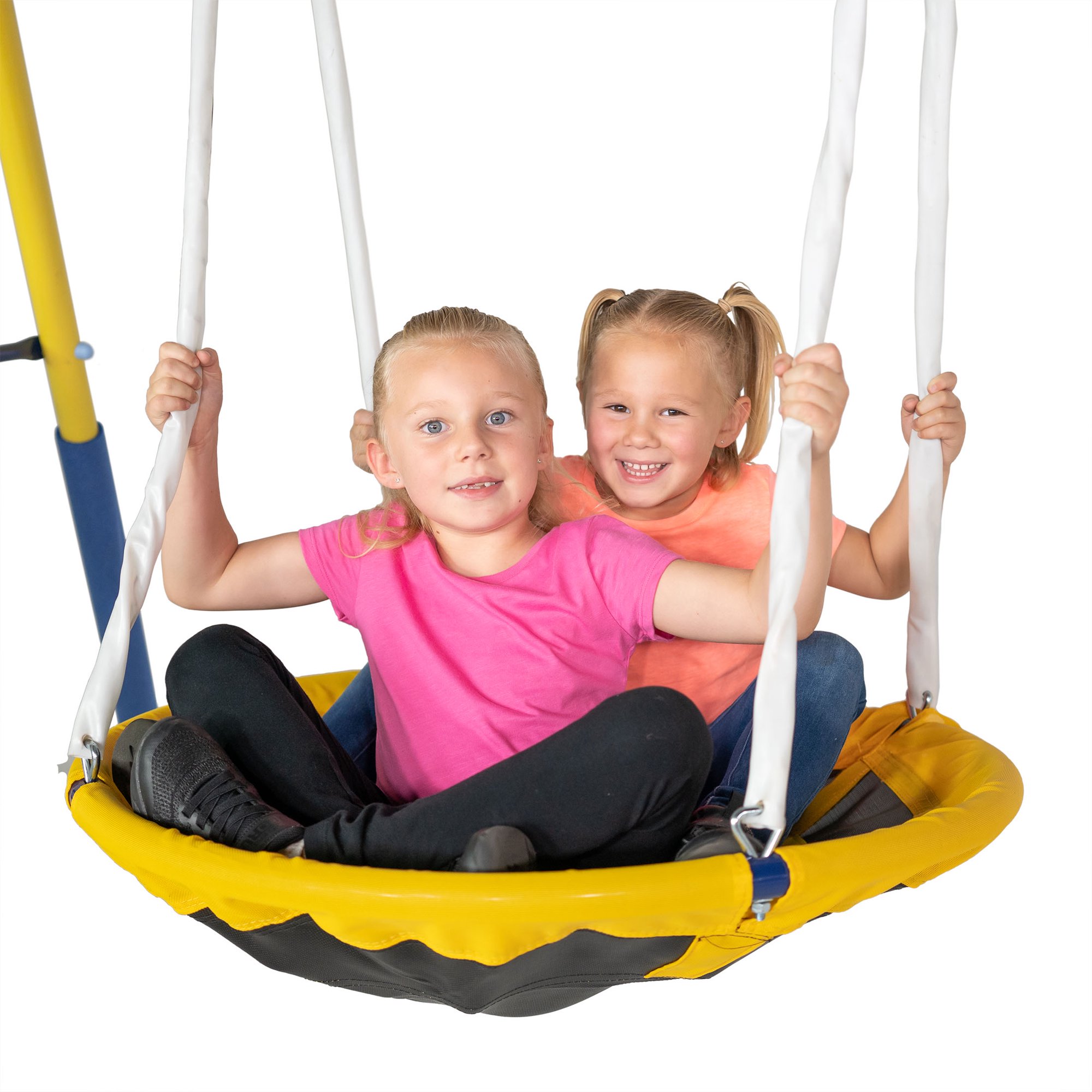  Sportspower Super Surfer Metal Swing Set with 6ft Slide,  Skyflyer Swing, Surfboard Swing, Standing Swing and Classic Sling Swing  with Slide : Toys & Games