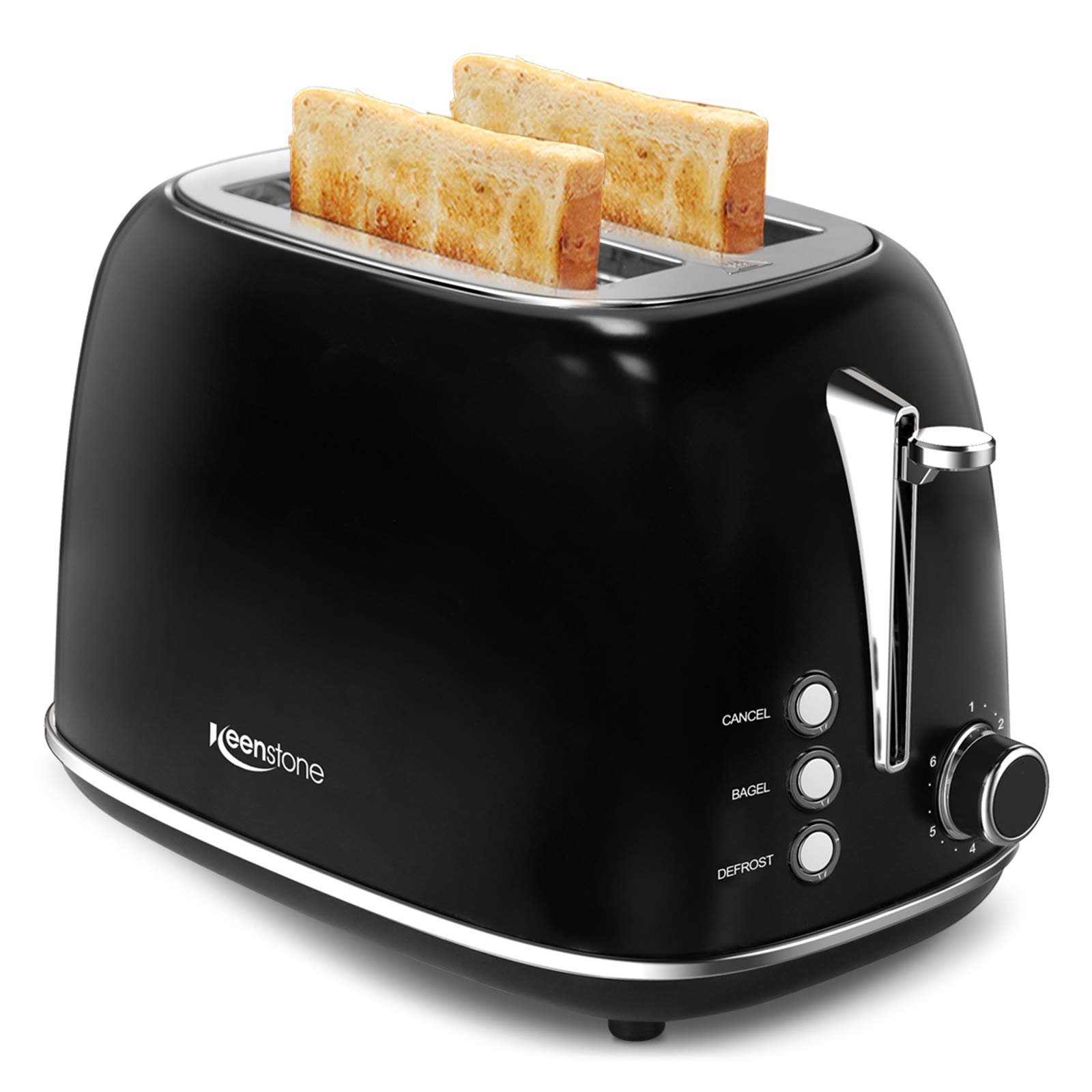 Toaster 2 Slice Stainless Steel Toaster Retro with 6 Bread Shade Settings