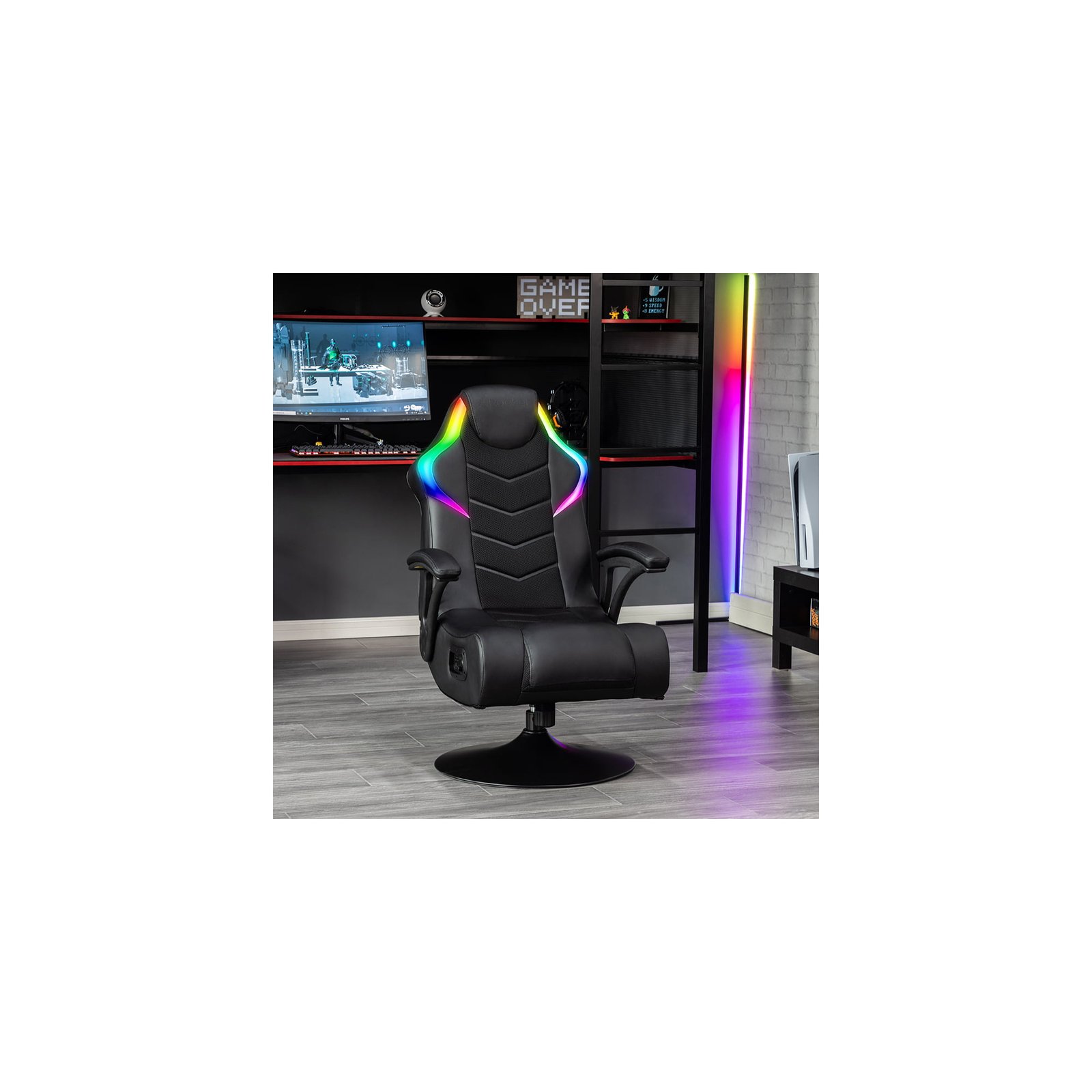 Sprællemand snyde Øst Timor X Rocker Nemesis RGB Audio Pedestal Console Chair, Black,  32.7″x25.8″x40.2″, Gaming Chair – The Market Depot