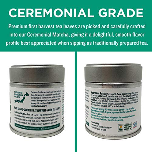 Jade Leaf Organic Ceremonial Grade Matcha Green Tea Powder - Authentic  Japanese Origin - Teahouse Edition Premium First Harvest (1.06 Ounce)