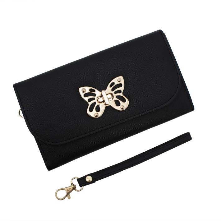 Time and Tru Women's Alexandra Slim Wallet Vinyl Solid Black 