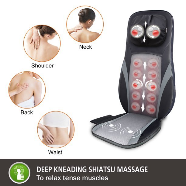 Snailax Shiatsu Back and Neck Massager – Deep Kneading Full Back Massage  Chair Pad With Heat – The Market Depot