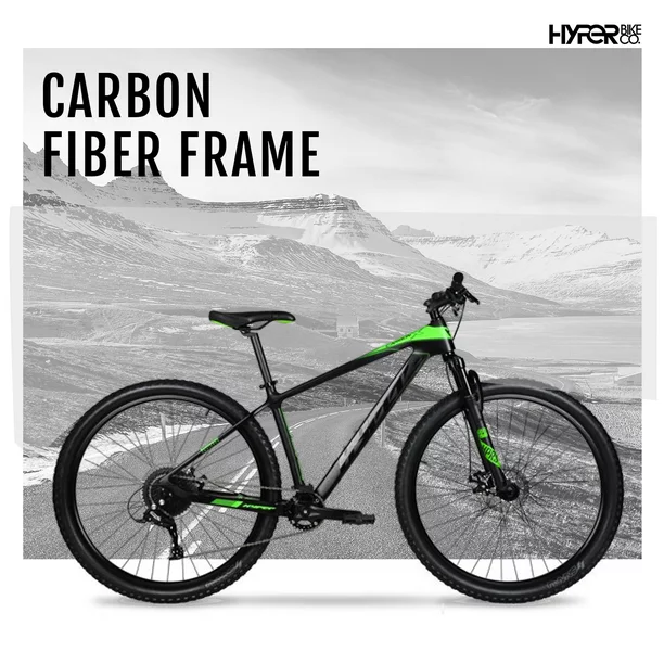 Hyper 29 Carbon Fiber Men s Mountain Bike Black Green The