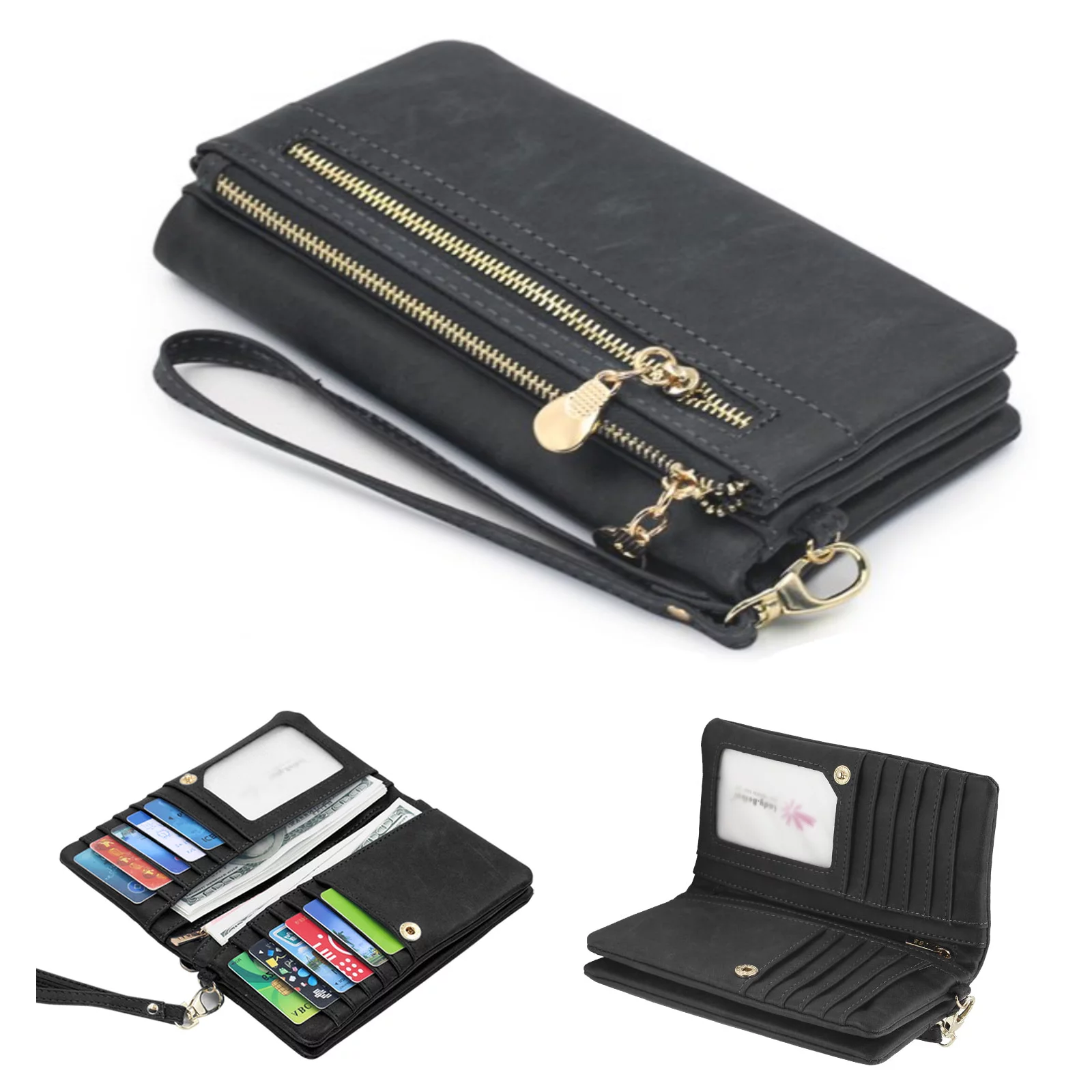 Women's Wristlet Clutch, EEEkit Leather Cell Phone Wallet, Large