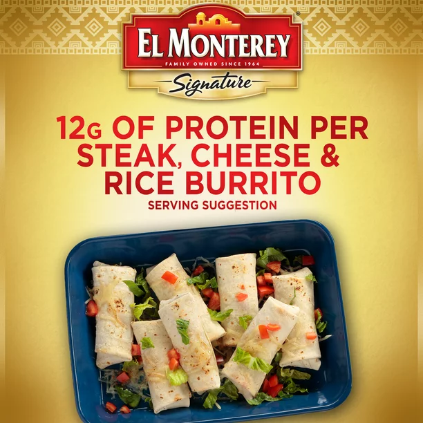 El Monterey Signature Shredded Steak, Cheese & Rice Chimichangas 54 oz, 12  Ct (Frozen)