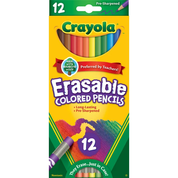 Crayola Erasable Colored Pencils, 12 Ct, School Supplies for Teens, Art  Tools, Adult Coloring, Beginner Child – The Market Depot