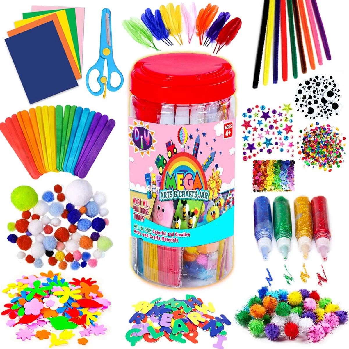 Arts and Crafts Supplies Kit for Kids - Boys and Girls Age 4 5 6 7