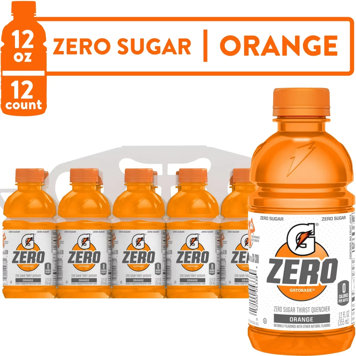 Gatorade G Zero Sugar Orange Thirst Quencher Sports Drink, 12 Oz, 12 ...