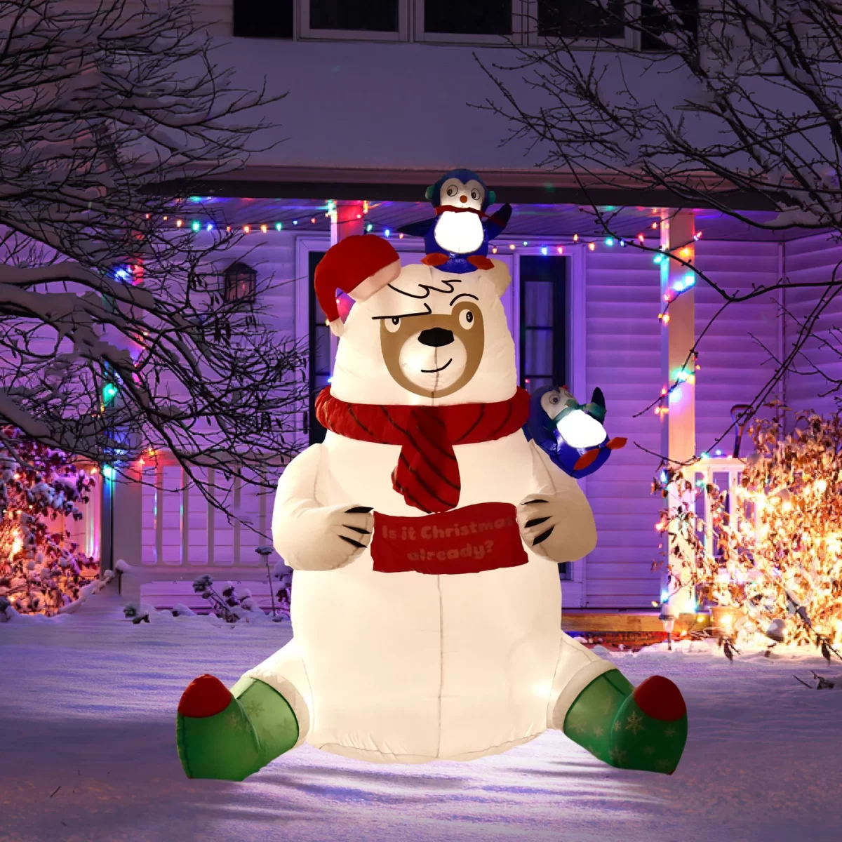 Nifti Nest Outdoor Merry Polar Bear Christmas Blow Ups Yard Inflatable