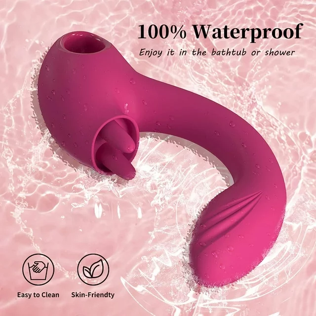 3 in 1 Dildo Vibrators for Women,AMOVIBE Sex Toys for G Spot Pleasure with  10 Powerful Vibrating & 5 Licking Modes,Waterproof Dual Motor Vibrator for  Women Adult Sex Toy 