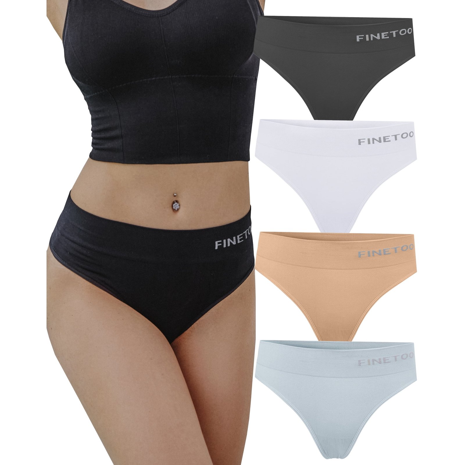FINETOO High Waisted Thongs for Women, Breathable Underwear Soft Stretchy  Nylon Spandex No Side Seam Panties S-XL 4/6 Pack – The Market Depot
